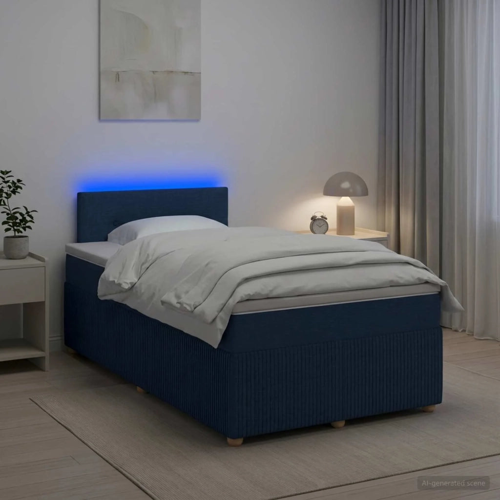Letto box spring con materasso Blu 120 x 190 cm Tessuto 3452889