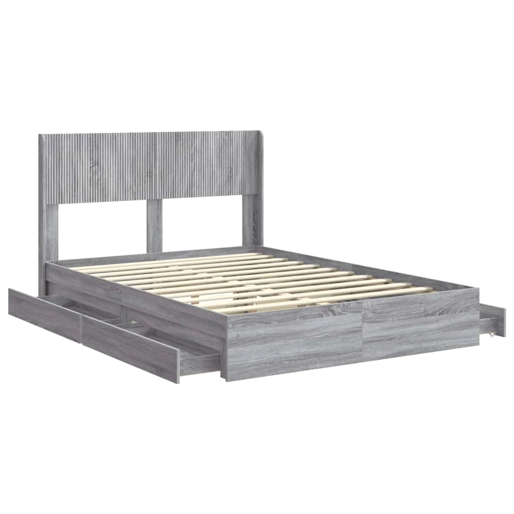 Struttura del letto con stoccaggio e testata Sonoma grigio 3414382
