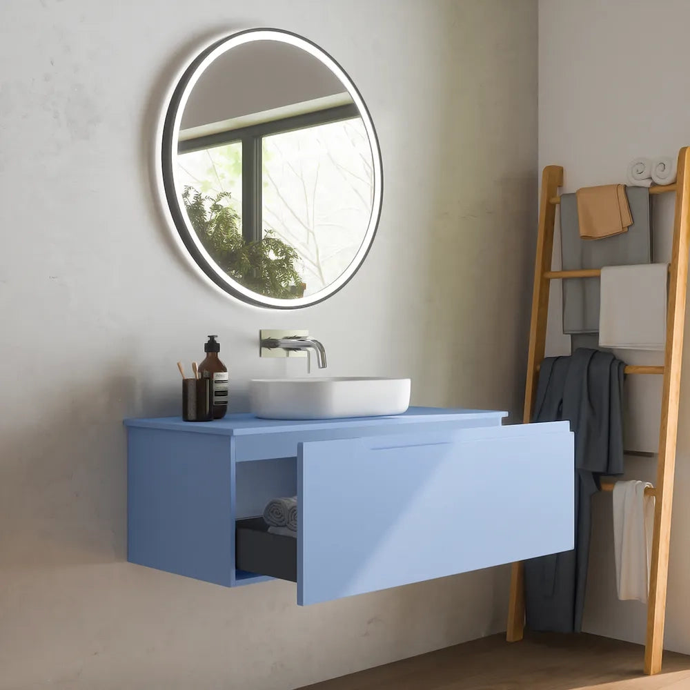 Mobile bagno sospeso 120 cm un cassetto carta da zucchero con top | Ardenne