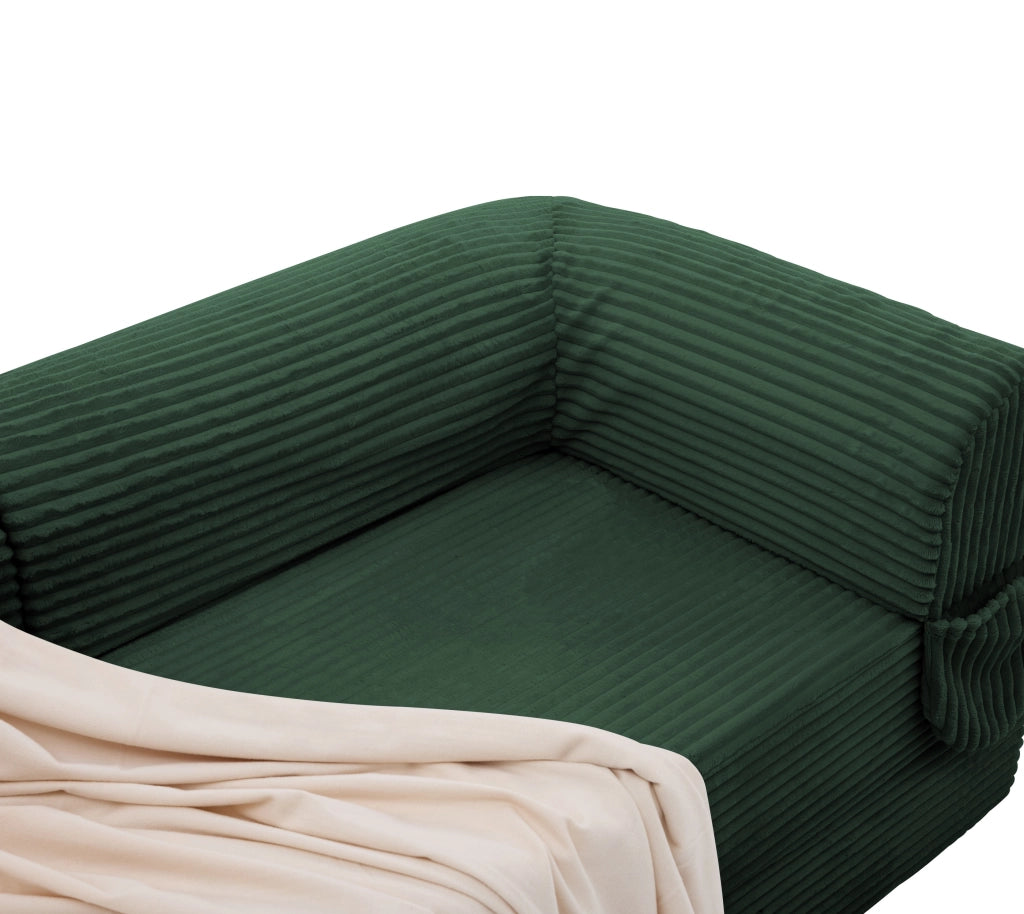 Divano Letto Convertibile 2 Posti con Schienale Imbottito, Divano Basso in Velluto Verde