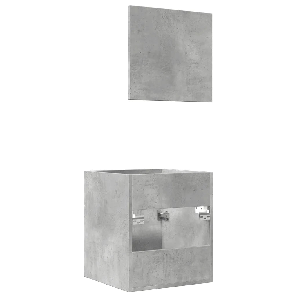 Set Mobili da Bagno 2 pz Grigio Cemento in Legno Multistrato 856368