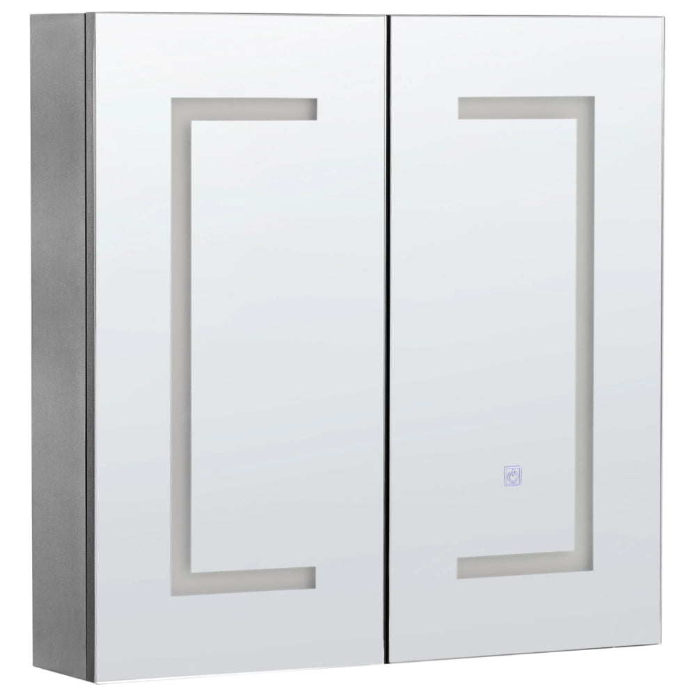 Specchio da bagno in vetro nero e legno con LED 60 x 60 cm Design moderno