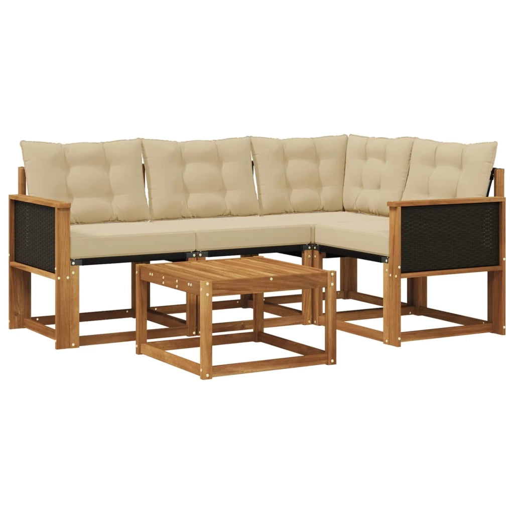 Set di divani da esterno con cuscino 5 pcs Naturale e Beige 3381929