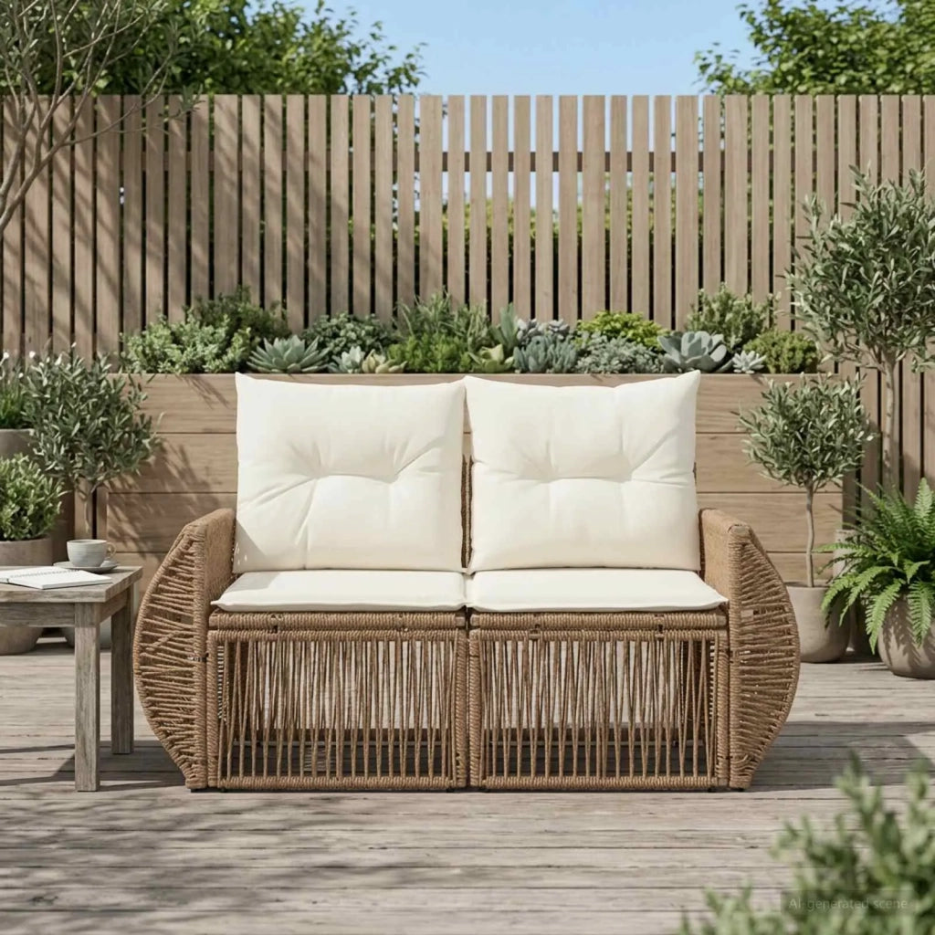 Divano da giardino 2-Numero di posti Beige polyrattan 42026703