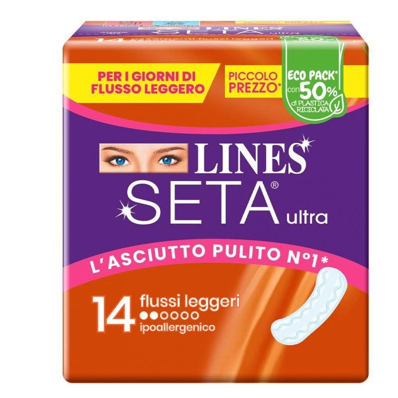 LINES SETA ULTRA ASSORBENTI PER FLUSSI LEGGERI 14 PEZZI