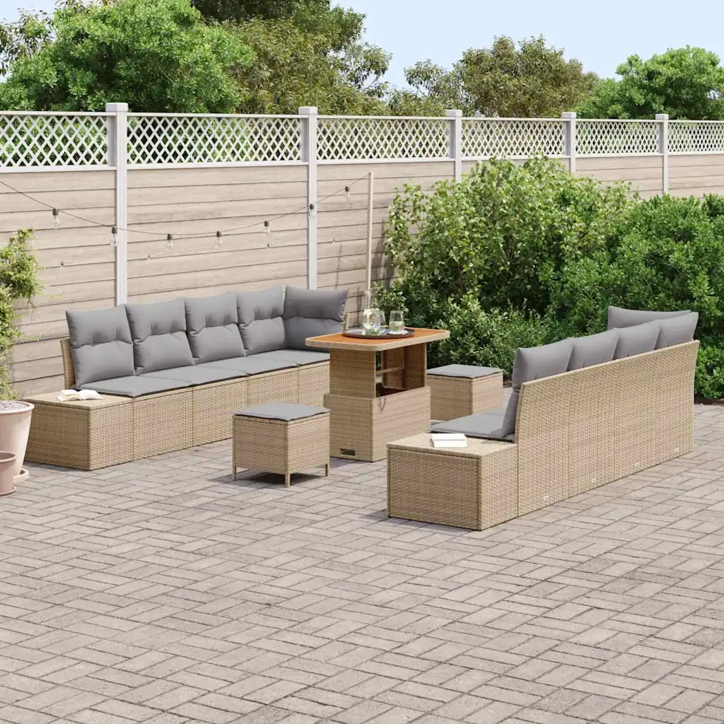 Set Divano da Giardino Beige 90 x 55 x 71 cm Poly Rattan 3364712