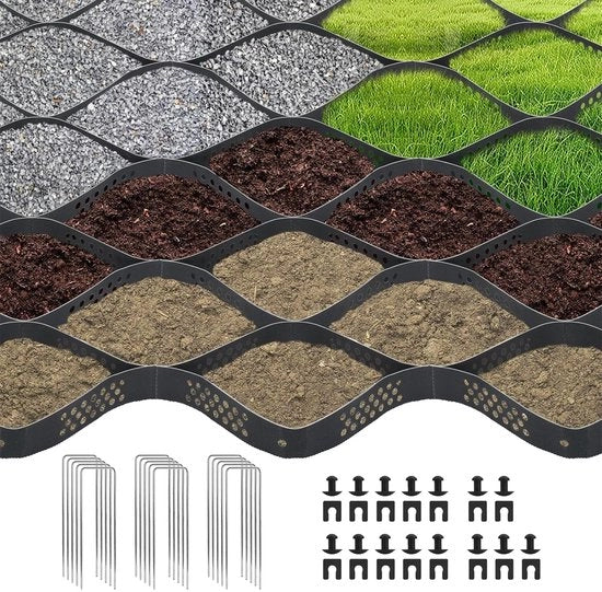 Stabilizzatore per suolo 10 x 3 m - Gazonrooster - Bodemstabilizzazione - HDPE - Antiscivolo - Rafforzamento per giardini e accessi - Geocel