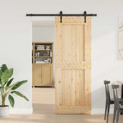 Porta scorrevole NARVIK Naturale e Nero 85 x 210 cm (152,5 cm) 3445337