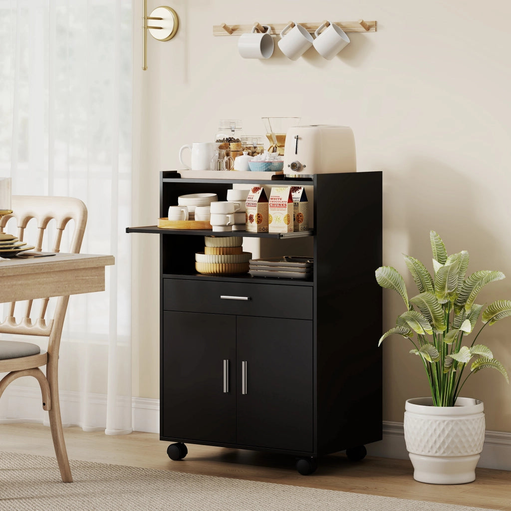 Tavolino da cucina mobile con ripiani e cassetto ¨C Xylo ¨C nero 59x40x92 cm