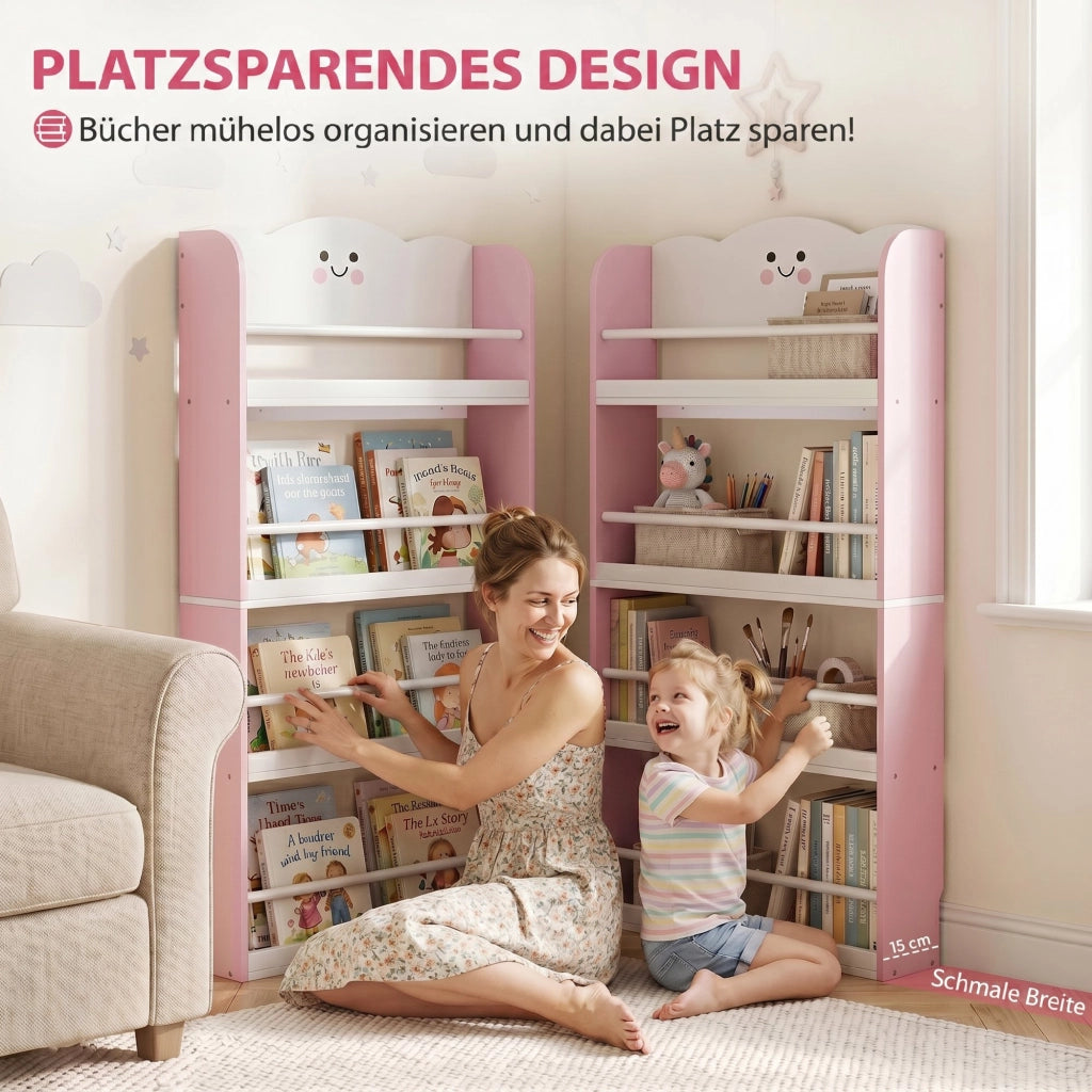 Libreria per bambini a 4 ripiani ¨C Xylo ¨C rosa 80x30x19