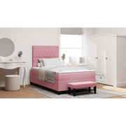 Letto a molle con materasso Rosa 120 x 190 cm Velluto