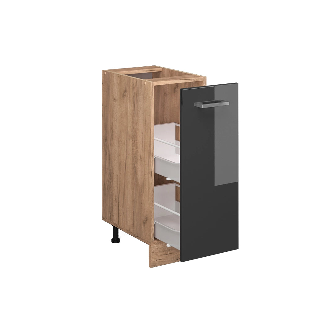 Armadio cucina dispensa alto R-Line Antracite lucido/Rovere dorato 30 cm, PL Rovere Vicco