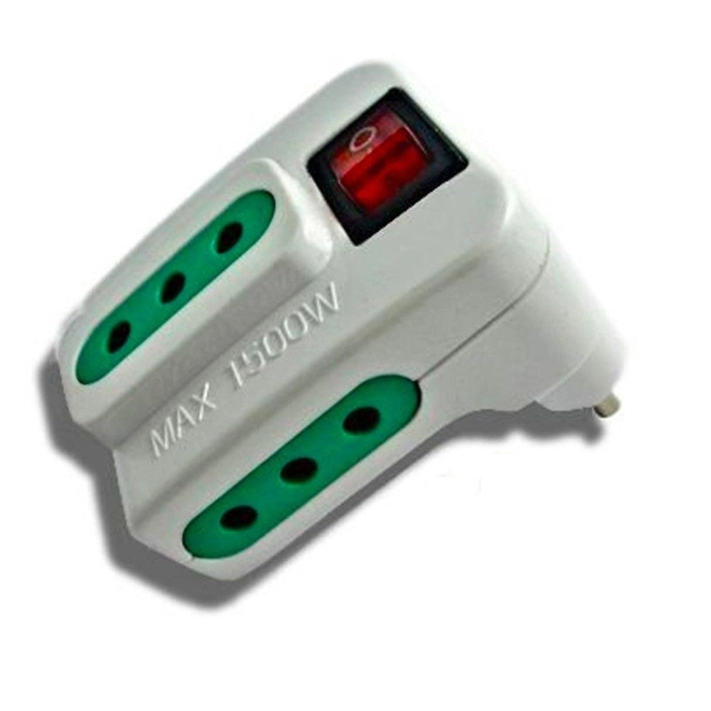 Trade Shop - Multipresa Adattatore Elettrico Tripla Spina 10a E 3 Prese  Con Interruttore -
