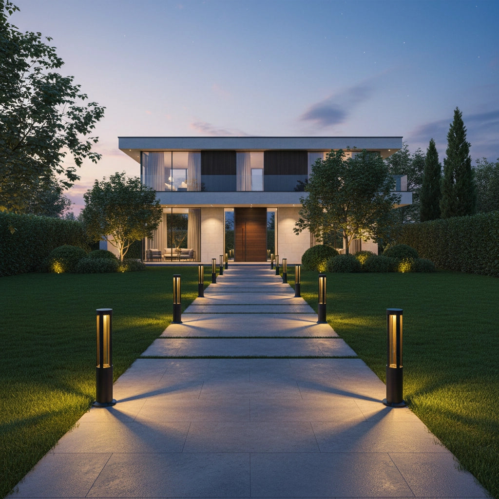 Lampioncino LED da Giardino 60 cm 12W 600LM Luce Calda 3000K IP65 Paletto Luminoso da Esterno in Alluminio per Vialetti Giardino Cortile Illuminazione Moderna Nero
