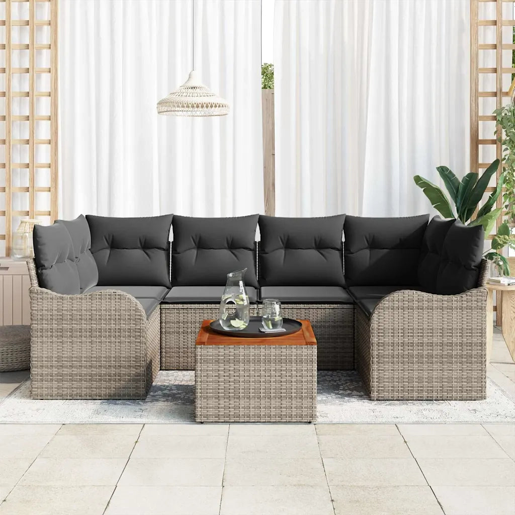 Set Divano da Giardino 7 pcs Grigio polyrattan 3356074