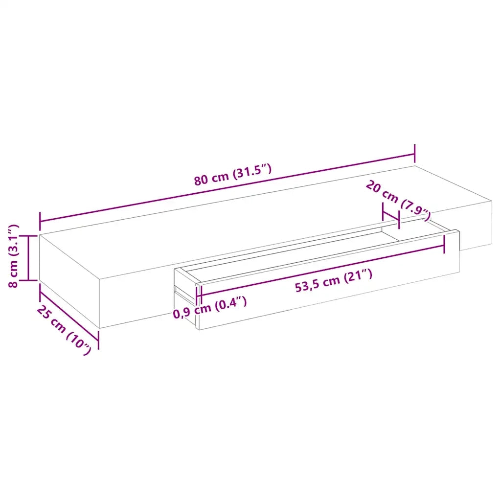 Mensola per Pareti Nera in MDF per Libri/DVD 242188