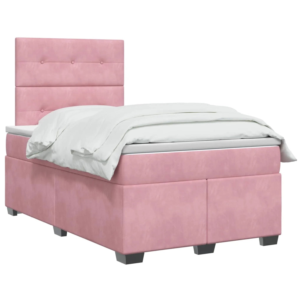 Letto box spring con materasso Rosa 120 x 190 cm Velluto 3453607