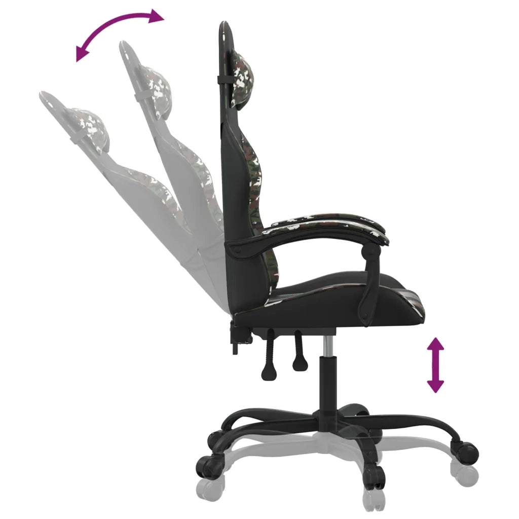 Sedia da Gaming Nero e Mimetico in Similpelle 3143901