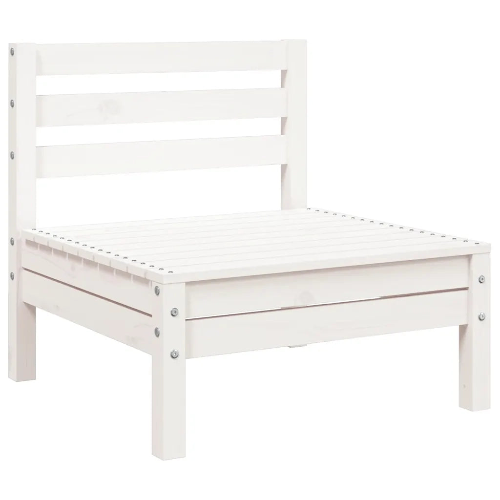 Divano da Giardino 3 Posti con Poggiapiedi-Sofa da Giardino-Divano da esterno Bianco Massello Pino