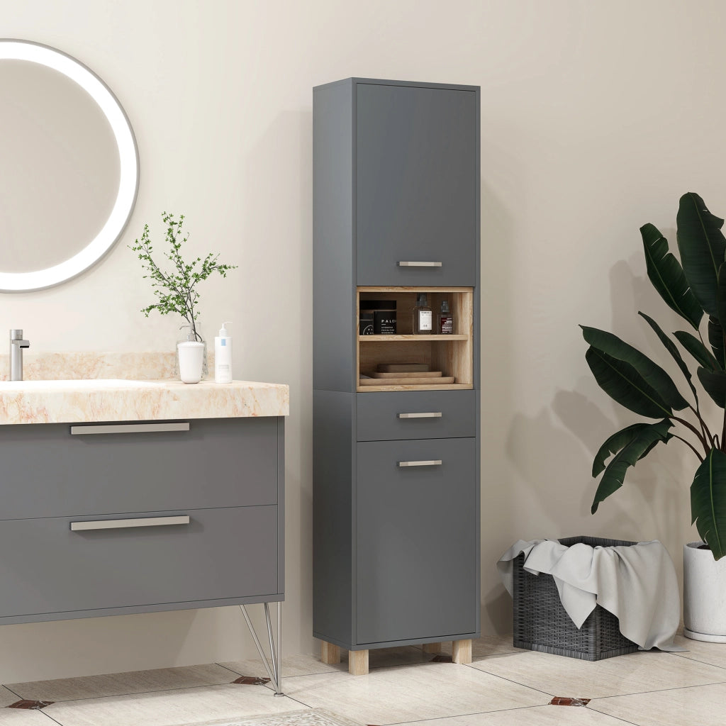 Colonna Bagno con Ante e Cassetto ¨C Minimal ¨C Grigio 60x30x