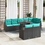 Set Divano da Giardino con cuscino 9 pcs Nero e Blu polyrattan 3349032