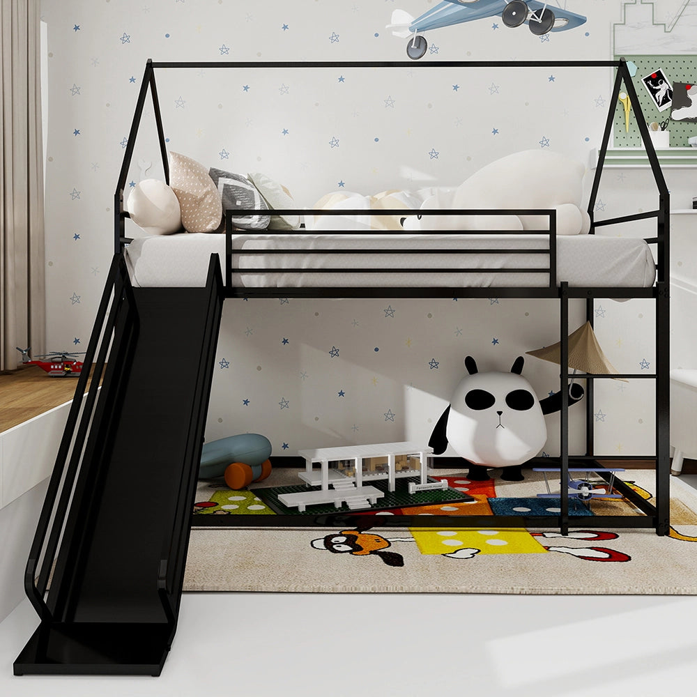 Letto a castello casa - Xylo - 90x200 cm con scivolo