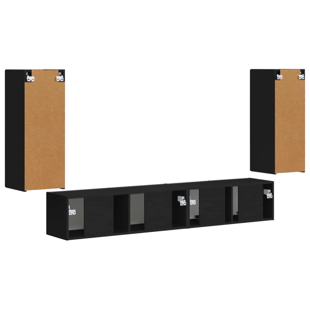 Set mobile TV 4 pcs Nero Legno multistrato 3409160