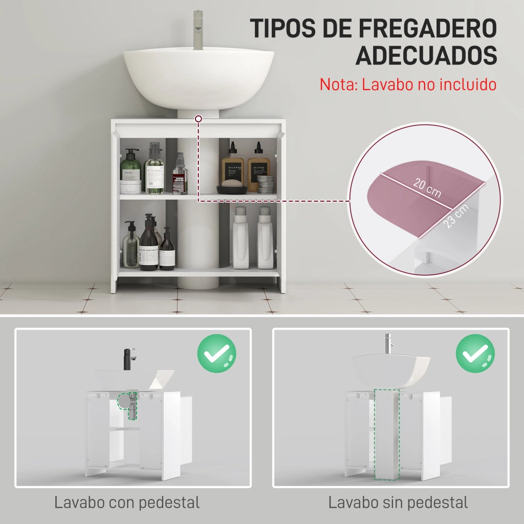 Mobiletto Sottolavabo con Ripiano ¨C Minimal ¨C Bianco 60x30x60 cm