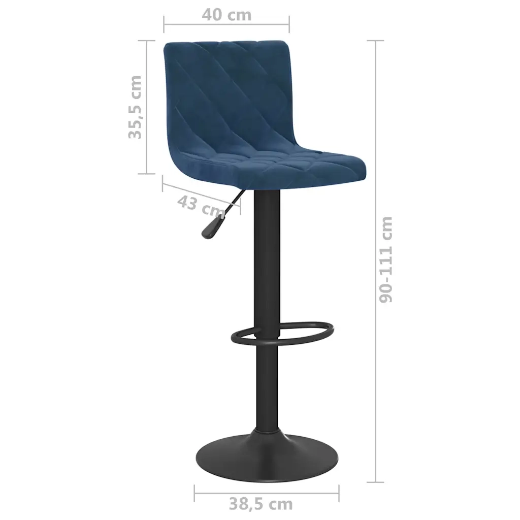 Sgabelli da Bar 2 pz Blu in Velluto 333735