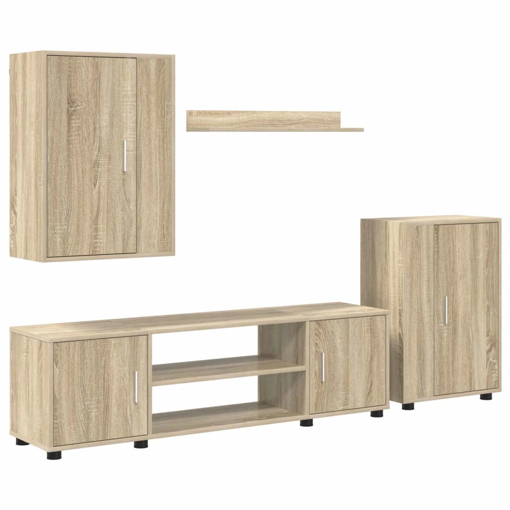 Set mobile TV 4 pcs Rovere Sonoma Legno multistrato 3397898