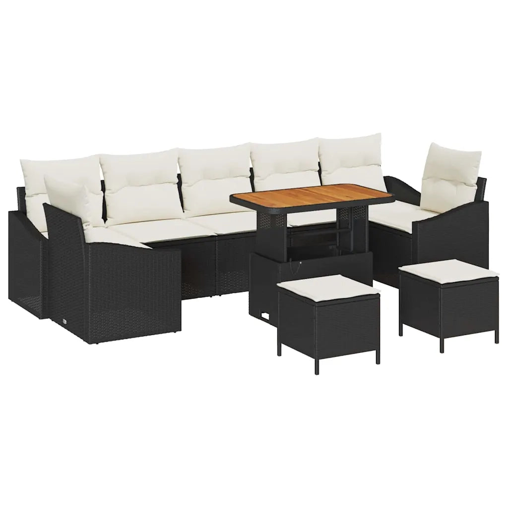 Set Divano da Giardino con cuscino 10 pcs Nero polyrattan 3362640