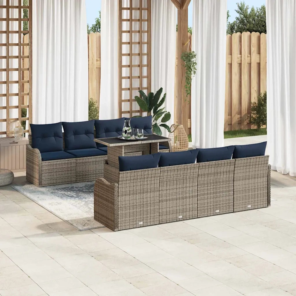 Set Divano da Giardino 7 pz Grigio polyrattan 3348431