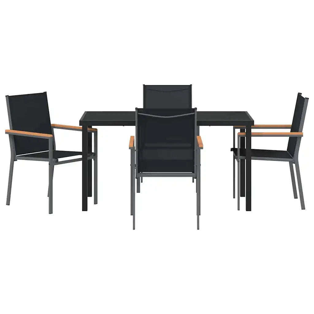 Set da Pranzo per Giardino 5 pcs Nero