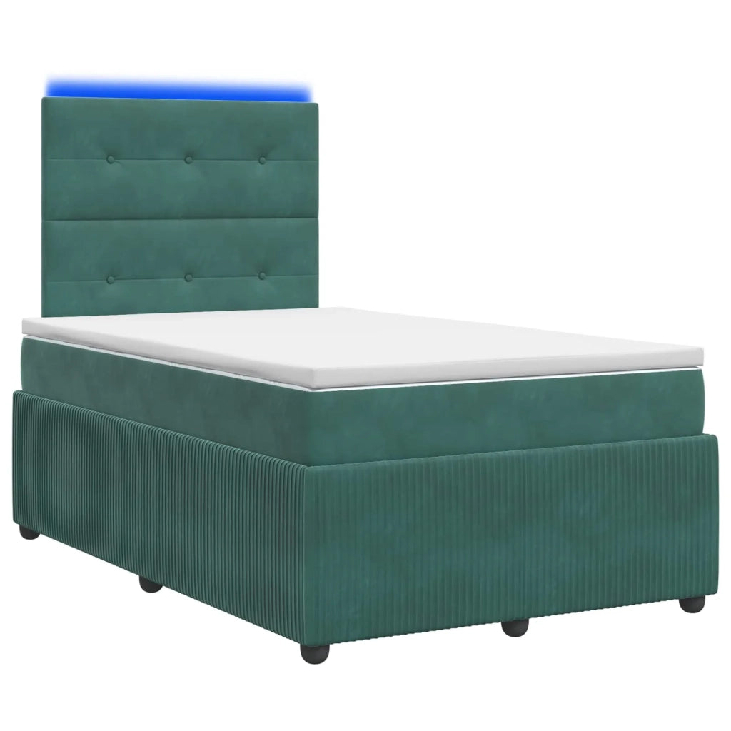 Letto Box Spring LED con Materasso Verde Scuro 120 x 190 cm 3456032