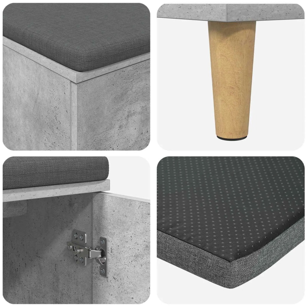 Panca per ingresso con cuscino-Sgabello-Panca da Corridoio Grigio cemento 60 x 38 x 46 cm 127277