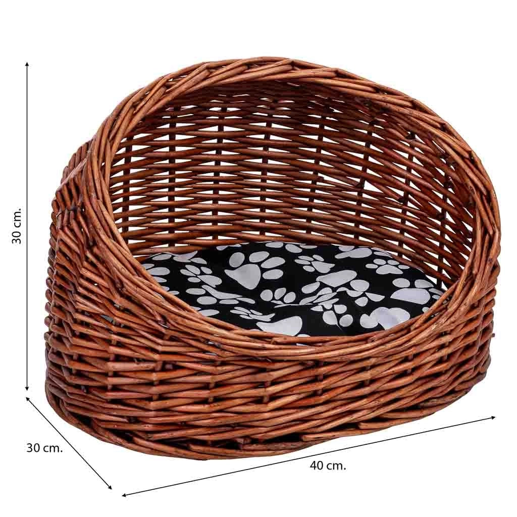 Lettino per animali domestici in vimini marrone 40x30x30 cm