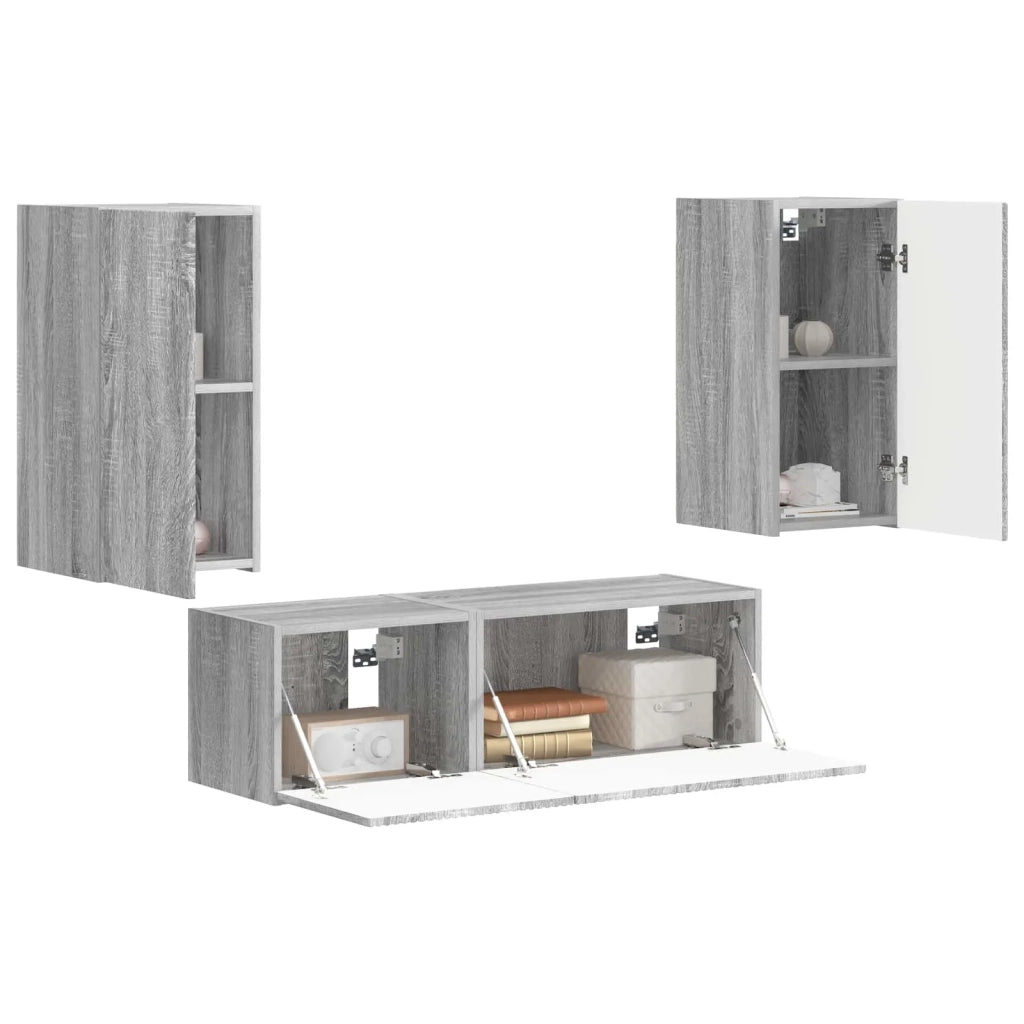 Set di Mobiletto da TV a Parete 4 pcs Grigio Sonoma