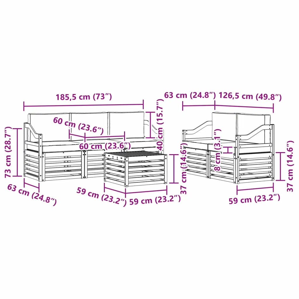 Set divani Legno di Acacia Massello 3391411