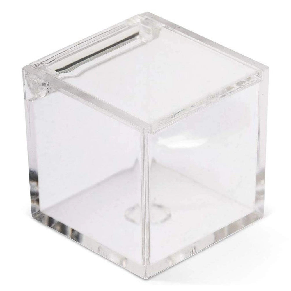 Trade Shop - 12 Scatoline Scatole Cubo Plexiglass 8x8cm Trasparente Porta Confetti Bomboniera -