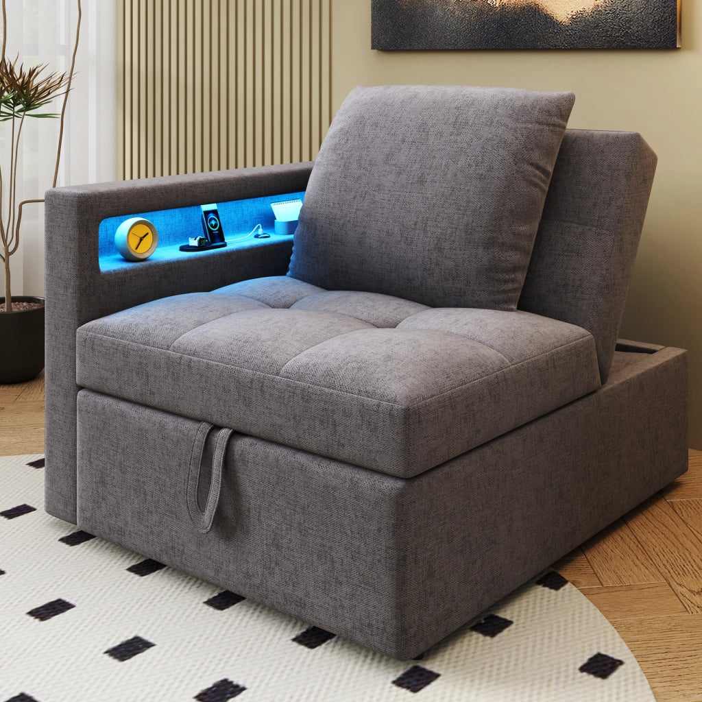 Divano letto 3 in 1 - Zephmum- Schienali LED e porte USB/Type-C