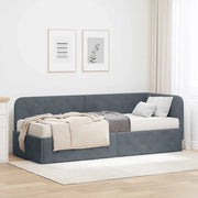 Cornice del letto ad angolo Grigio scuro 80 x 200 cm Velluto