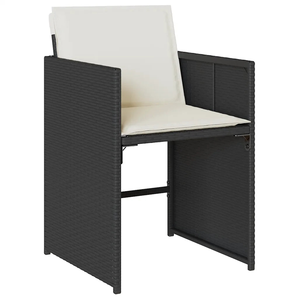 Set da Pranzo da Giardino 9 pz con Cuscini Nero in Polyrattan 3211194