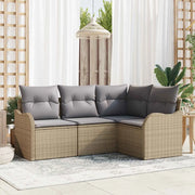 Set Divano da Giardino con archiviazione 4 pcs Beige polyrattan