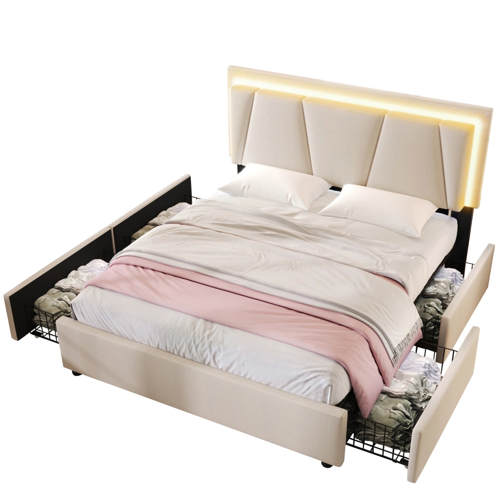 letto imbottito legno beige 140x200 cm