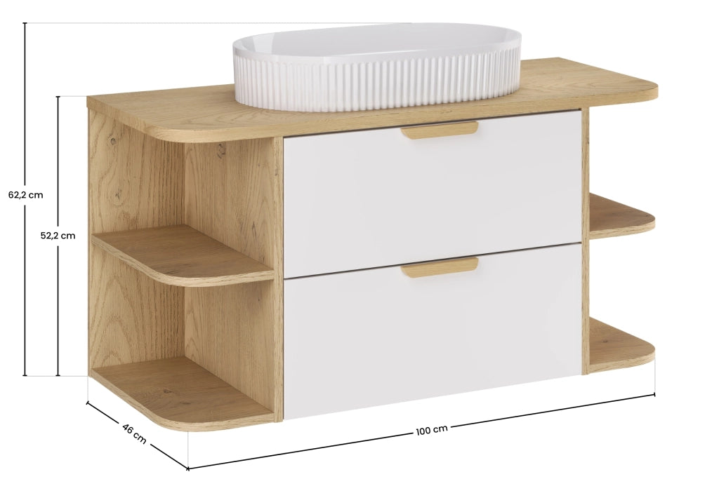 Set mobili bagno 100 cm con piano e lavabo da appoggio Beyond Aster White 100 cm
