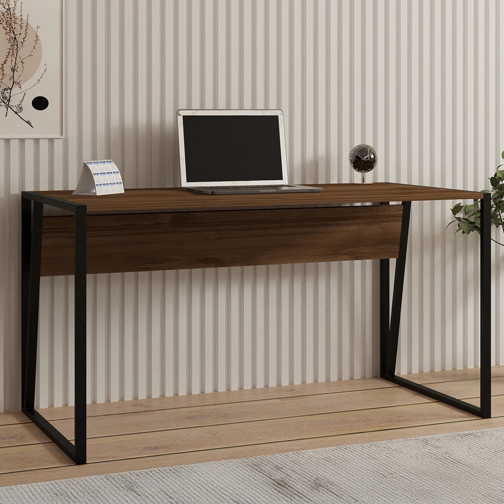 Frascati, Scrivania un Ripiano, 140x70x74h cm Marrone Noce