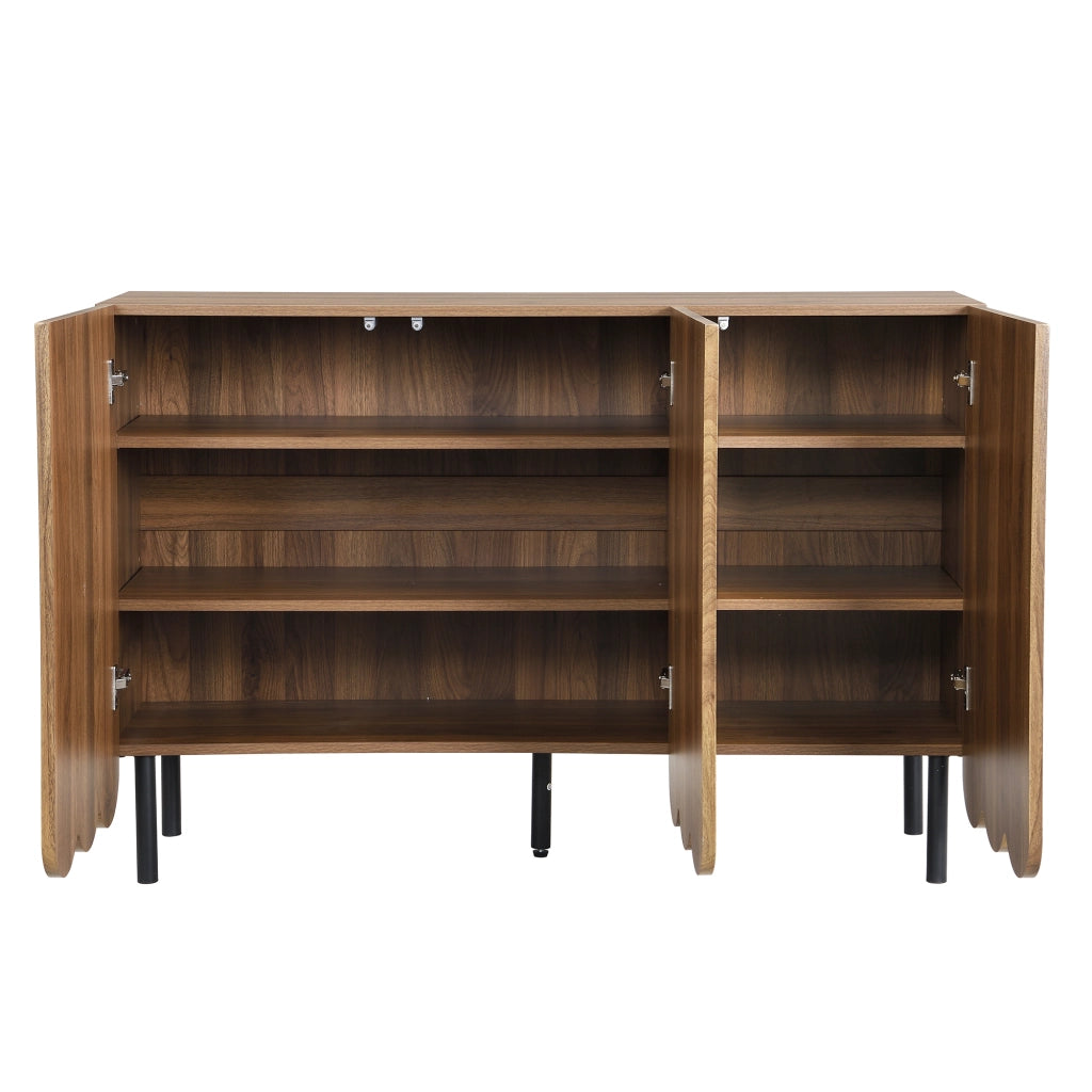 SIDEBOARD 120x35x80 cm MDF colore noce con ante ondulate