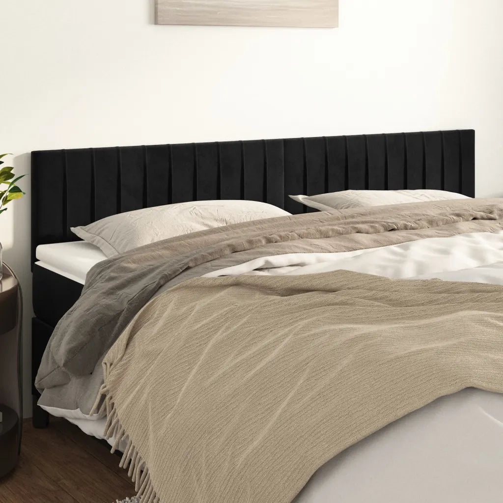 Testiera Nera 160x5x78/88 cm in Velluto 346266