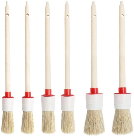 Set di pennelli da parete da 6 pezzi - Pennelli a roncola - Setole di legno - 20/25/30 mm - Per la pittura di pareti - Adatto per uso domestico