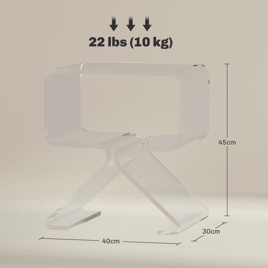 Tavolino da caff¨¨ a 2 livelli geometrico ¨C zephmum ¨C 40x30x45 cm, acrilico, gambe triangolari, trasparente